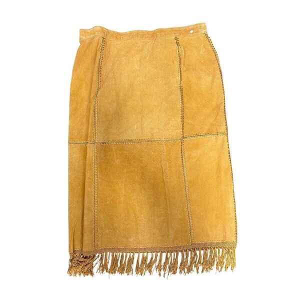 Selene Sport Vintage Suede Leather Fringe Skirt Plus Size 22/24 Western Boho - Picture 1 of 10